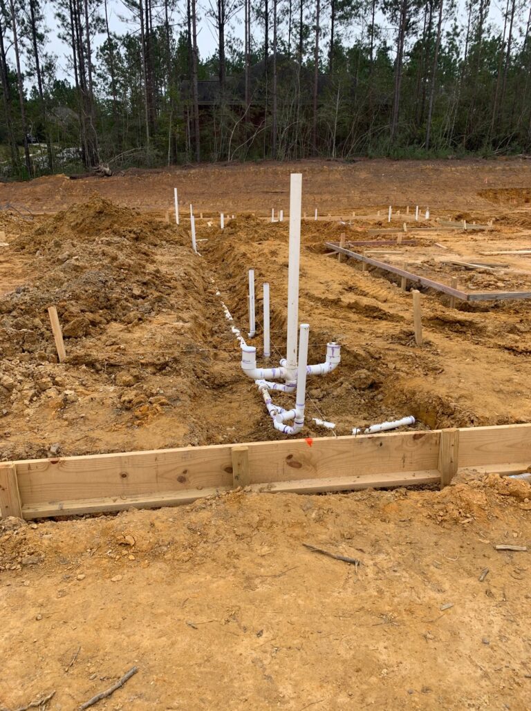 Plumbing lines running through the ground