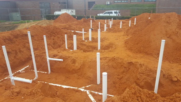 Plumbing pipes coming out of the ground