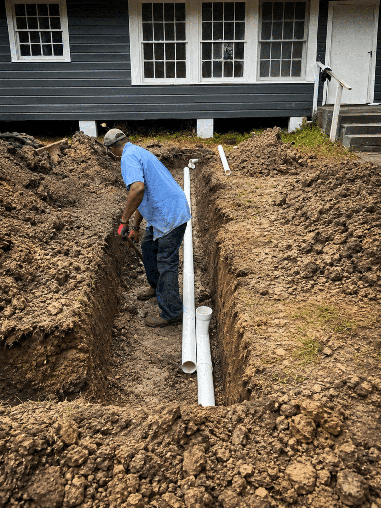 Professional sewer line repair and replacement by All Clear Plumbing in Mobile, Alabama.