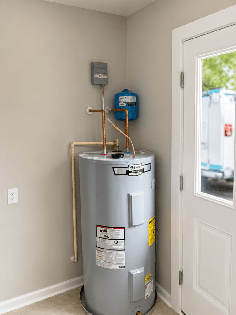 Professional electric water heater installation completed by All Clear Plumbing & Drain in Mobile, Alabama.